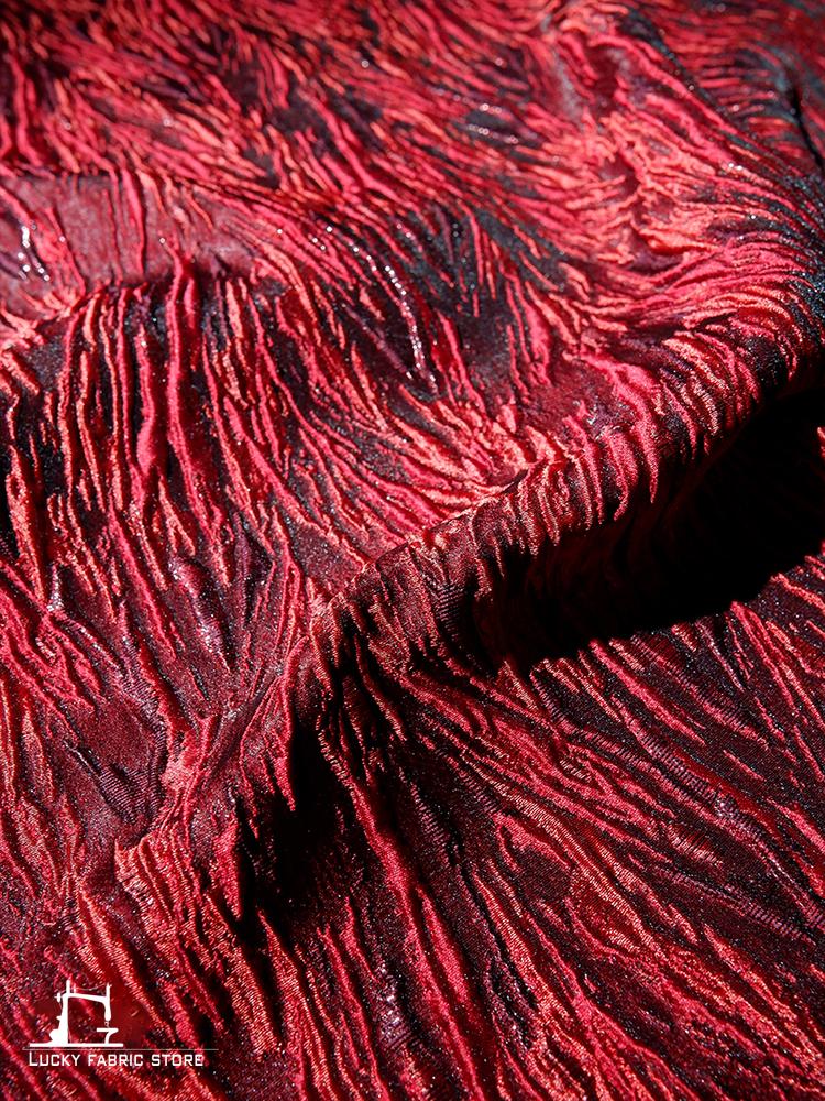 

Flame high-grade stripe three-dimensional relief texture jacquard fabric to make handmade clothing jacket bag designer fabric L50cm x W135cm