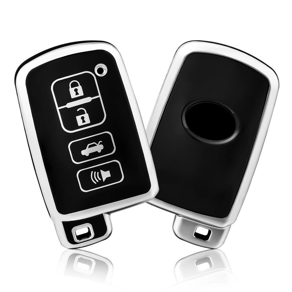 Key Fob Case Cover Holder Keychain for Toyota Tundra Tocoma Sequoia 4Runner Highlander RAV4 Camry Corolla Avalon 4 Buttons