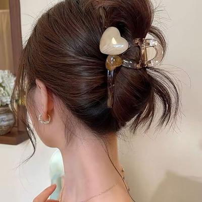 Hair Accessories Hair Clip Jelly Color Shark Clip Gentle Love Heart Hairpin  Women