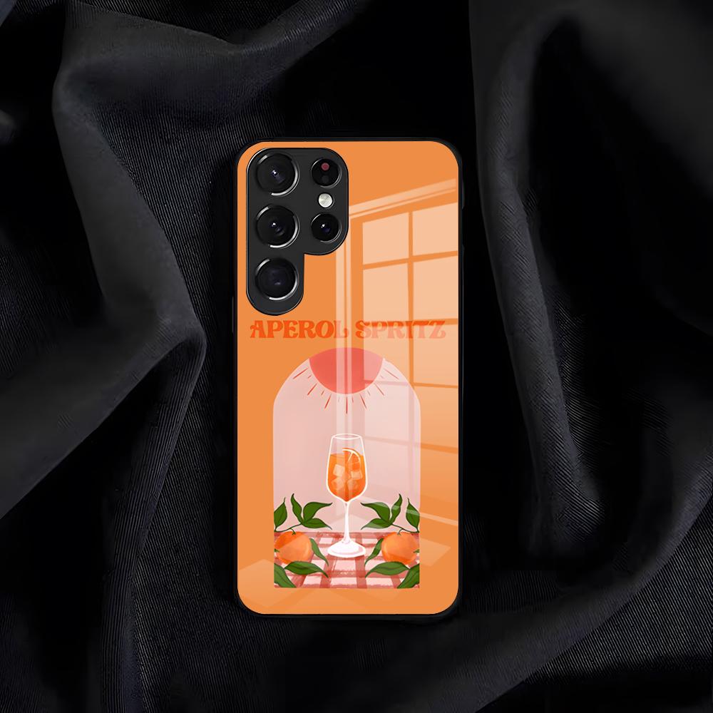 A-Aperol S-Spritz Pouzdro na telefon Pro Samsung S26 S25 Edge S24 S23 S22 S21 S20 Ultra Plus FE Skleněný kryt