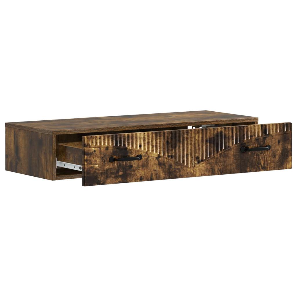 Wall Mounted Side Table Smoked Oak Wood Based Material