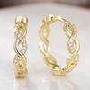 Huitan Trendy Twist Design Hoop Earrings Women Silver Color/Gold Color Accessories Shining Cubic Zirconia  for Daily Life