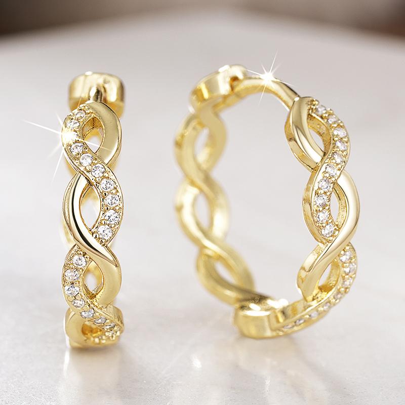 

Huitan Twist Design Women Hoop Earrings Gold Color/silver Color Jewelry for Party Daily Versatile Charming Accessories