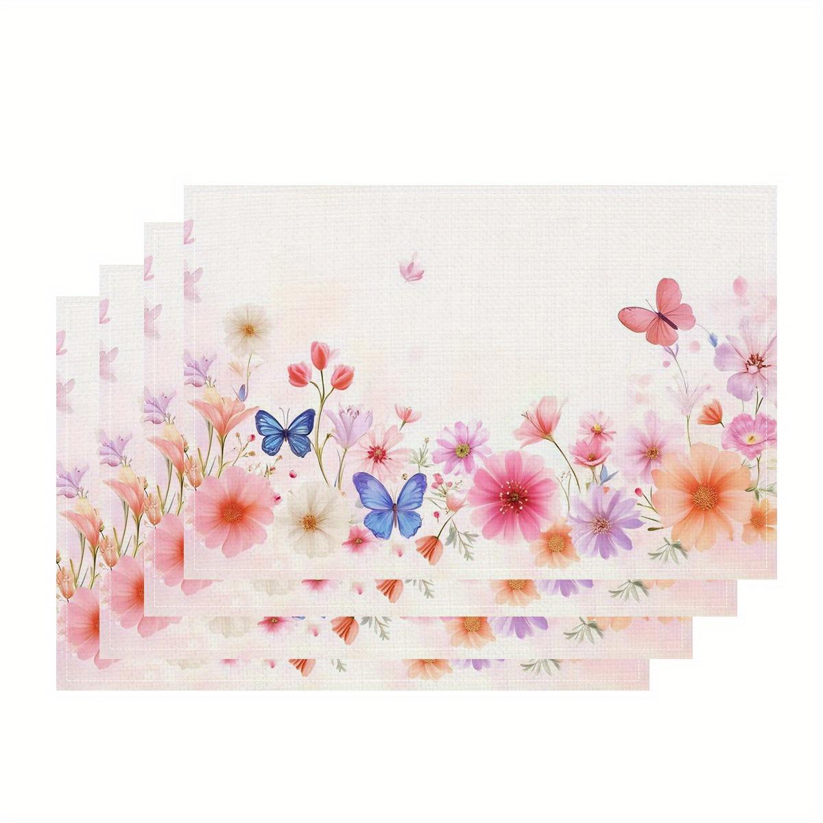 

4pcs Romantic Butterfly Floral Placemats – Washable Table Mats, Ideal for Dining, Weddings & Home Decor, Perfect Gift 30x45cm-4PC