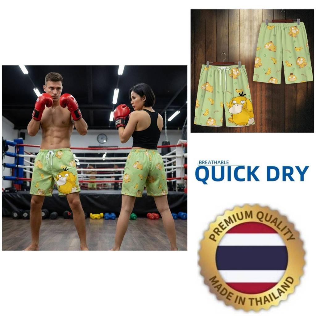 Cartone Animato Giapponese Anime Animazione Psyduck Pugilato Muay Thai Kickboxing Pantaloncini da Allenamento Stampa Arti Marziali Unisex Uomo Donna Fitness Sport Palestra Allenamento
