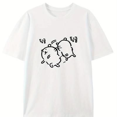 Authorized Self-deprecating Bear Korean Men's and Women's Casual Short-sleeved T-shirt Design Cartoon Bear Pattern Printi
