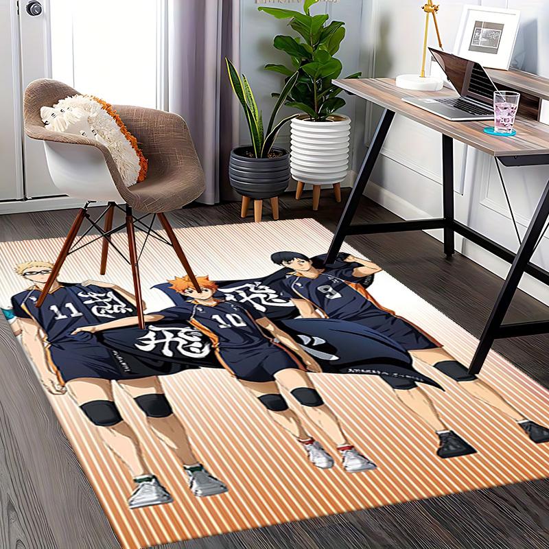1pc Haikyuu!! Karasuno High Volleyball Team Uniform Chair Mat, Office Desk Pad, Non-Slip Carpet for Home Decor, Seasonal Gift, Suitable for Office and
