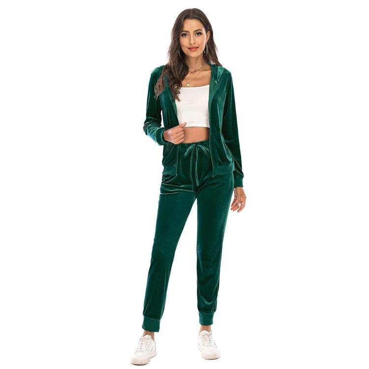 Velvet Velour Tracksuit Set Women Soft Stretch Lounge Zip Up Hoody and Jogger Pants Relaxed Sports Outfit