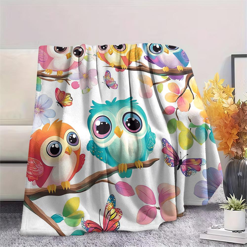 Flanelová deka s potiskem soviček, Vysoce kvalitní, Pohodlná pro všechna roční období, Domácí dekorace, Teplo a pohodlí, Perfektní jako vánoční dárky