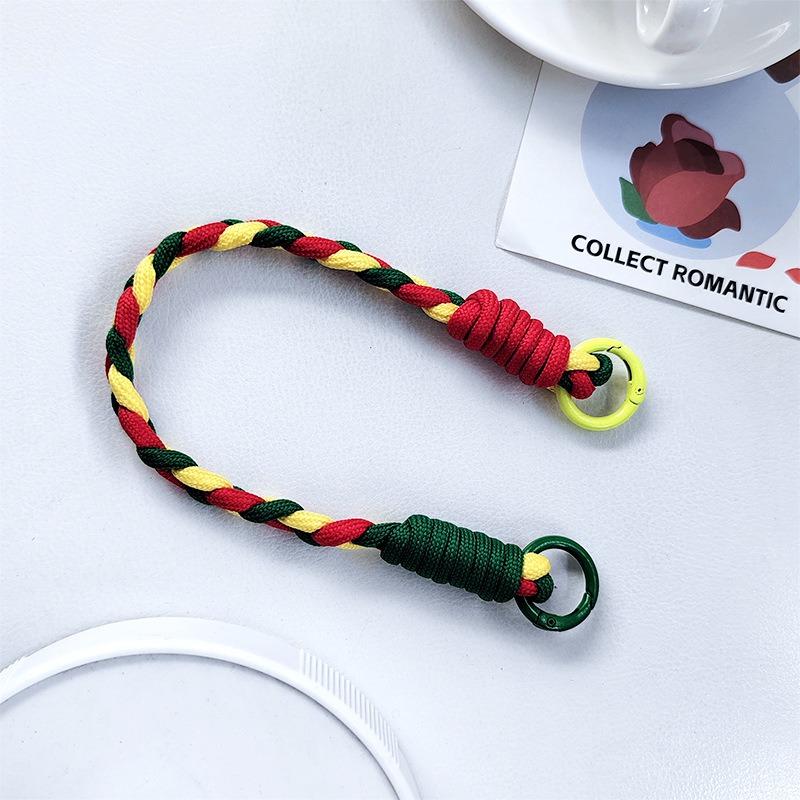 Dopamine Color Braided Three-strand Twist Short Rope Mobile Phone Lanyard Water Cup Keychain Universal Portable