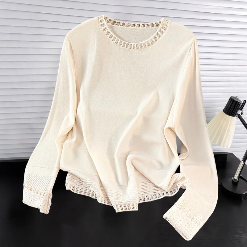 Women's French Elegant Hollow Knit Long Sleeve Top