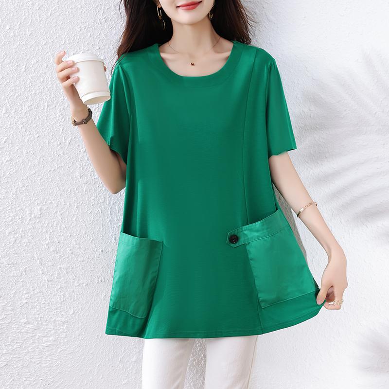 DIMANAF 2025 Summer Plus Size New Oversized T-Shirt Solid Casual Women Loose Basic Tops Tees Fashion Shirt