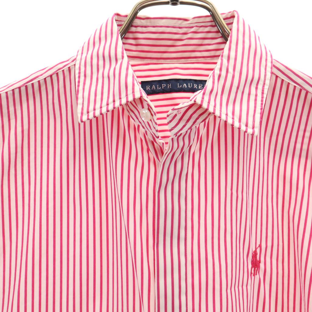 Ralph Lauren Striped Pattern Short Sleeve Shirt 2 Pink Special Wing Women Used