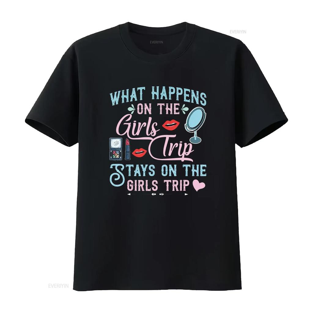 What Happens On The Girls Trip Stays Funny Vacation T Shirt Vintage Washed Unisex Slightly Comfortable Versatile Casual