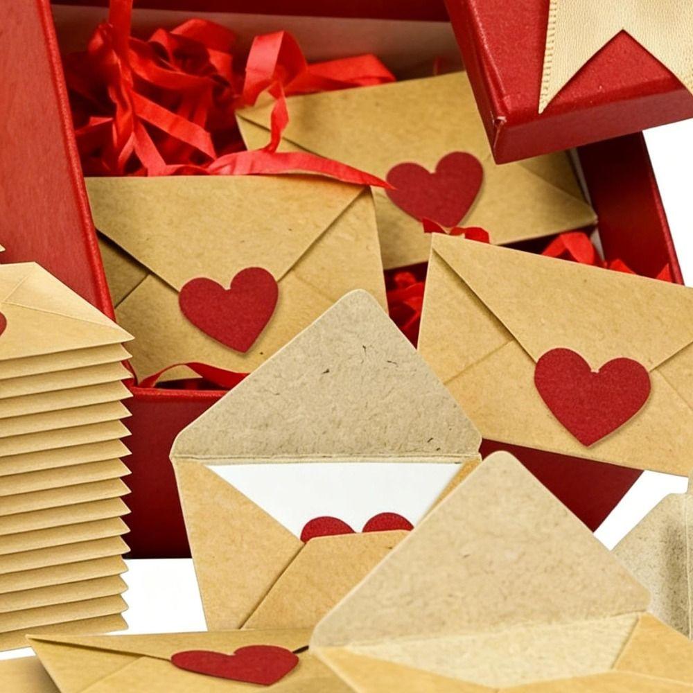 30/60Pcs Heart Stickers Love Letters Envelope Set Blank Mini Cards Mini Cards Set  Valentine's Day
