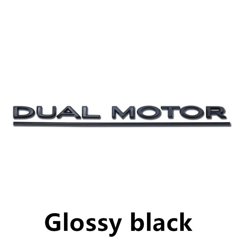 Dual motor underline letter badge For Tesla Model Y 3 X S Car Styling High Performance Trunk badge sticker Chrome black red