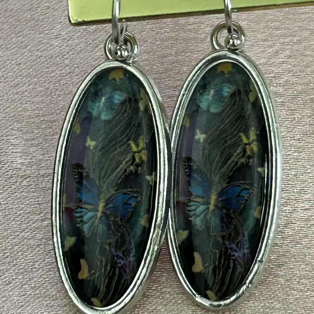 Boucles d'oreilles Puces Rétro Bohèmes à Texture Ovale