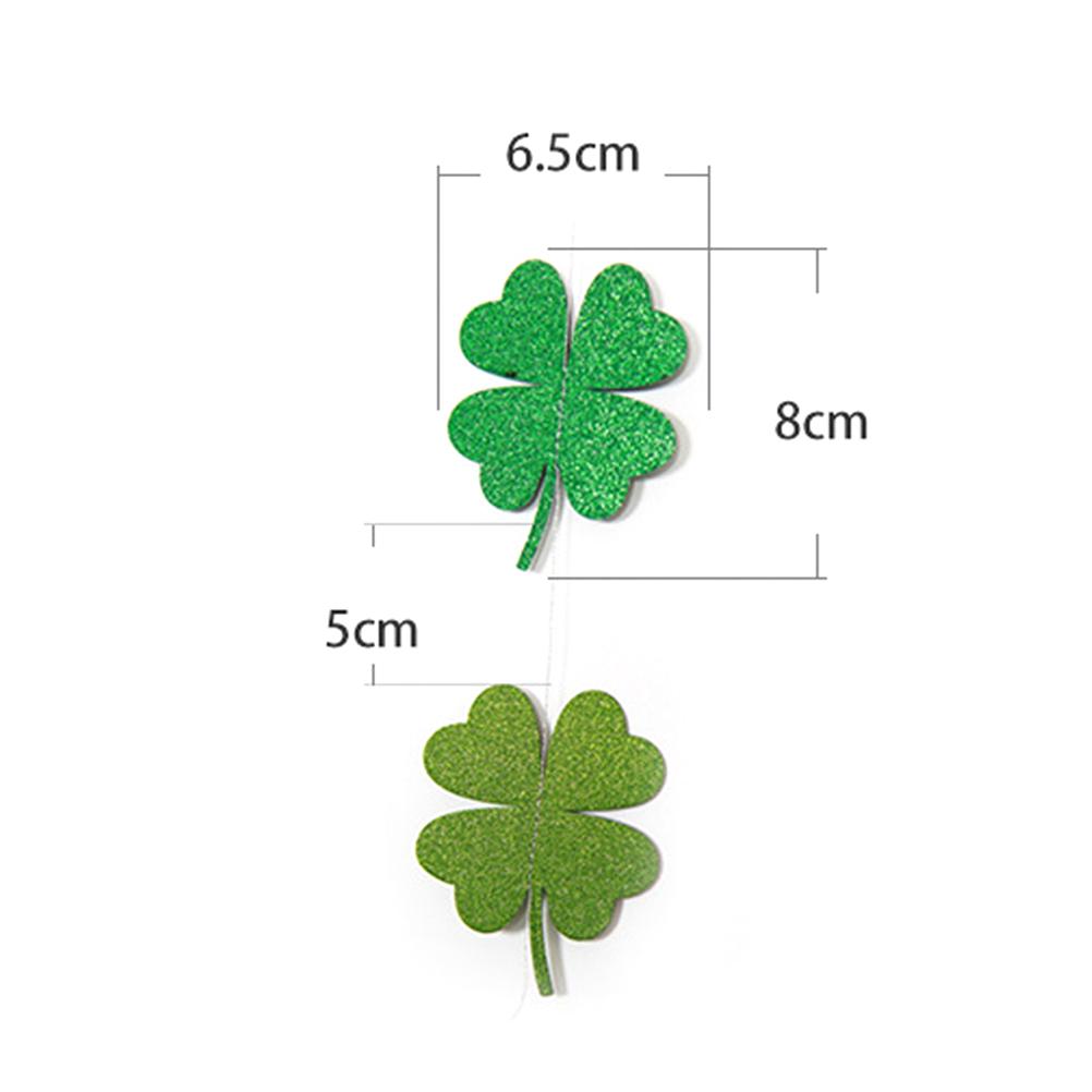 Four Leaf Clover Garland Banner Pre-Assembled Shamrock Signs Green Double-Sided Glitter Paperboard St Patricks Day
