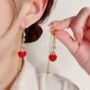 Sweetly Chic and Minimalist Heart-shaped Long Dangling Stud Earrings That Are Versatile and Fashionable, with Anti-loss Ear Wires.