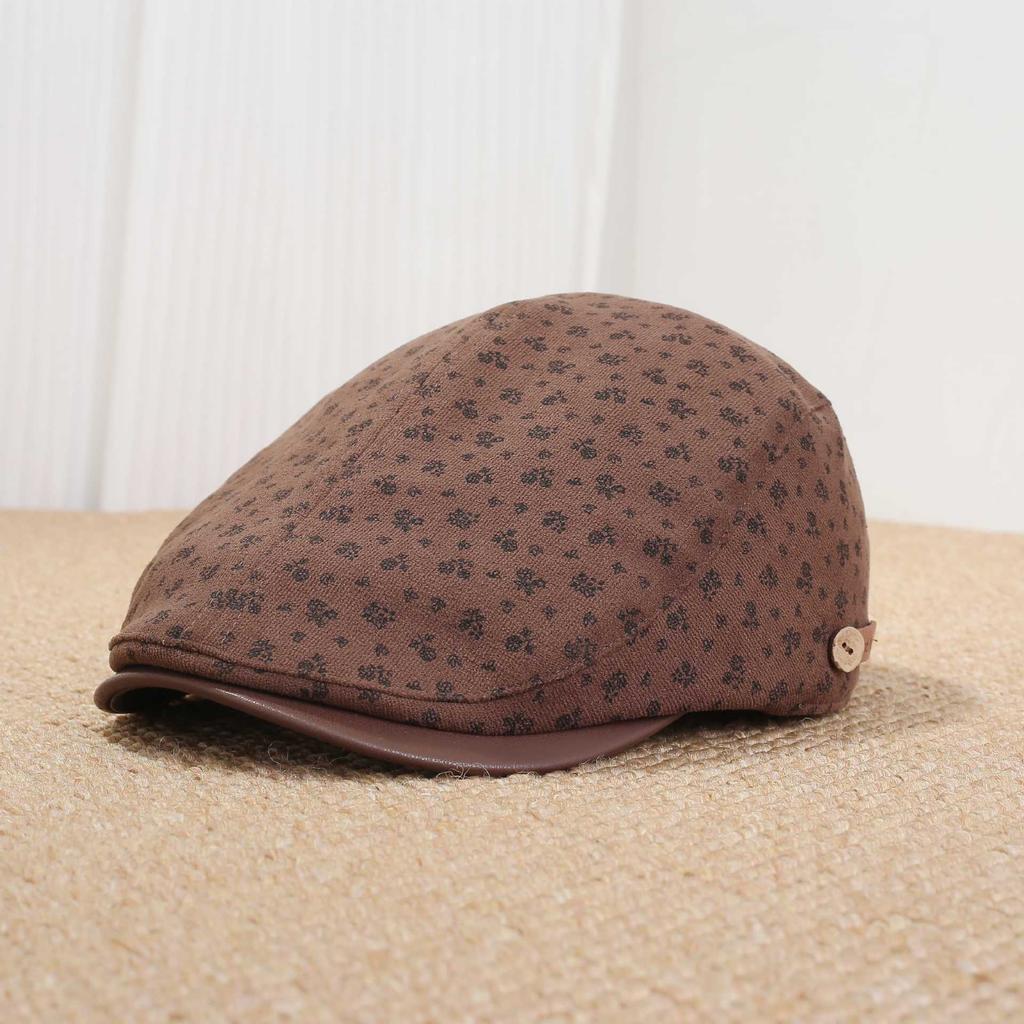 South Korea's new retro floral forward hat women's autumn and winter literary and leisure short-brimmed peaked hat shows a small face