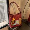 Trendy Midi Bucket Bag Chic Aesthetic Design Soft Canvas For Everyday Style