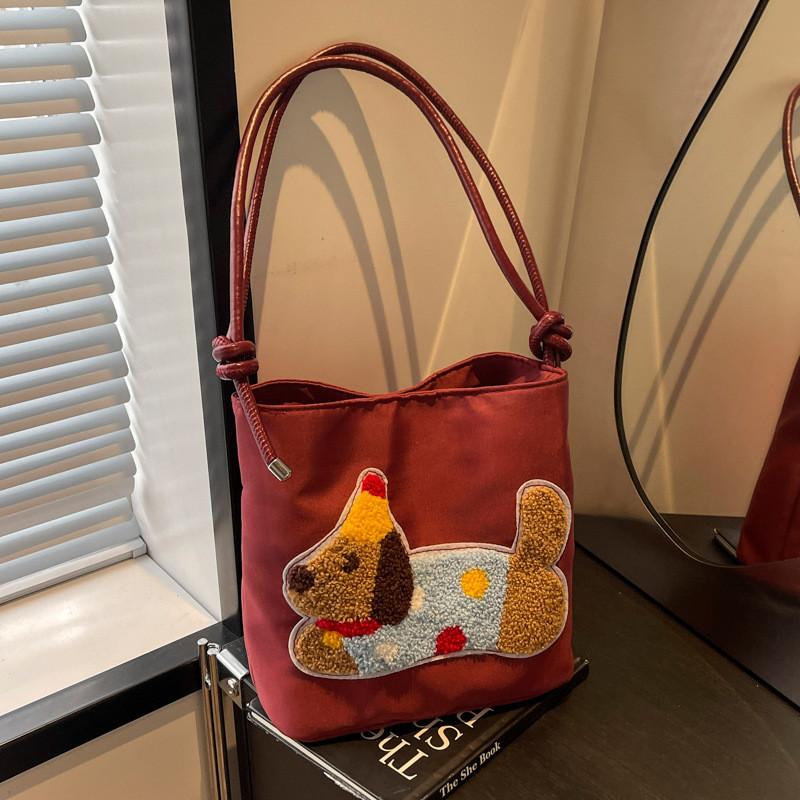 Trendy Midi Bucket Bag Chic Aesthetic Design Soft Canvas For Everyday Style