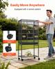 Bird Cage, 625 x 425 x 1370 mm, Flat Top, Wrought Iron Bird Flight Cage with Perches, Slide-Out Tray and Plastic Feeders, Casters, for Parrot, Blue