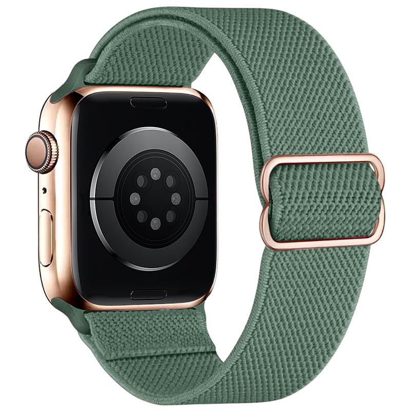 Adjustable Apple Watch Strap with Japanese Buckle - Single Loop Woven Elastic Nylon Compatible with iWatch