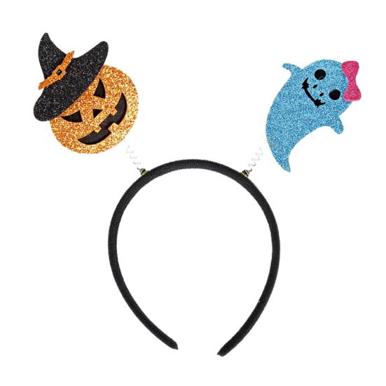 Halloween Headband for Kids Adults Glitter Pumpkin Bat Ghost Skull Hair Accessories