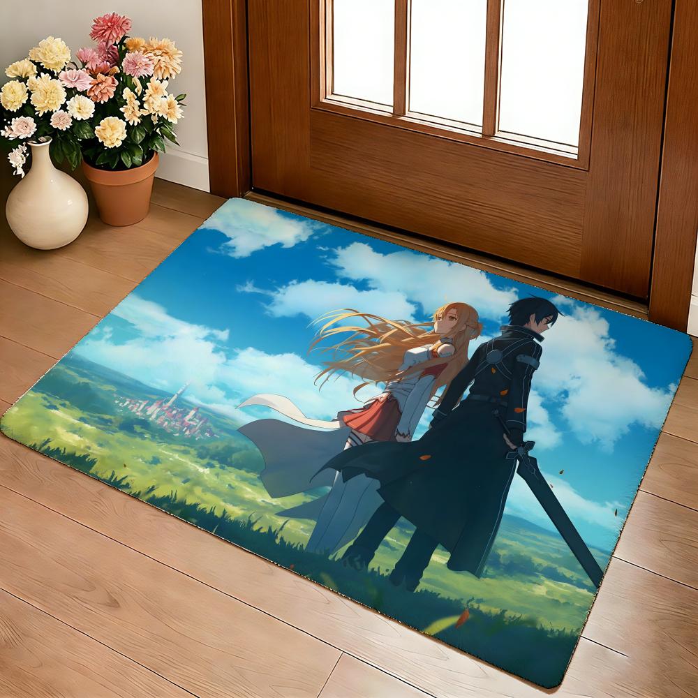Hot Anime S-Sword Art Online Floor Mat Cozy Flannel Soft Thick Non-Slip Mat For Living Room Bedroom Kitchen Decor Rugs