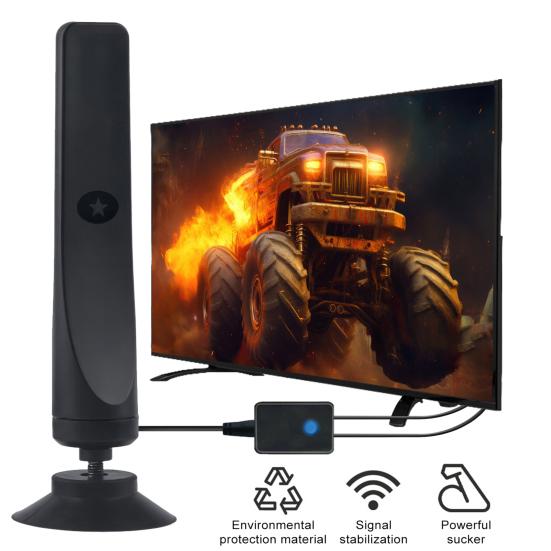 Digital TV Antenna 1080P Standing Suction Cup Supporting 4K 50-Mile Range Free Local Channels All Television