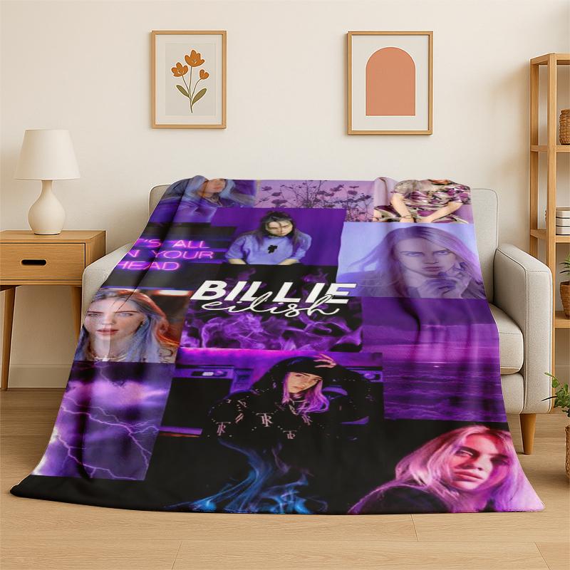 3D Flanelová deka Billie Eilish Pěvecká hvězda Měkká teplá přehozová deka do ložnice obývacího pokoje postele cestování kempování piknik Dárek
