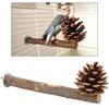 Natural Perch Bird Stand Pole Chewable Applewood Bird Perch Cage Accessories with Pine Cone for Parakeets Cockatiels