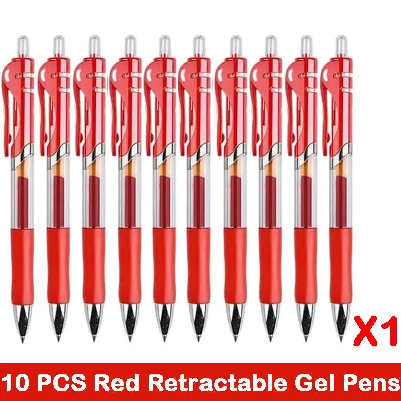 10/100 PCS Roise Retractable Gel Pens Set Black/Red/Blue Ink Ballpoint for Writing Refills Office School Supplies Stationery