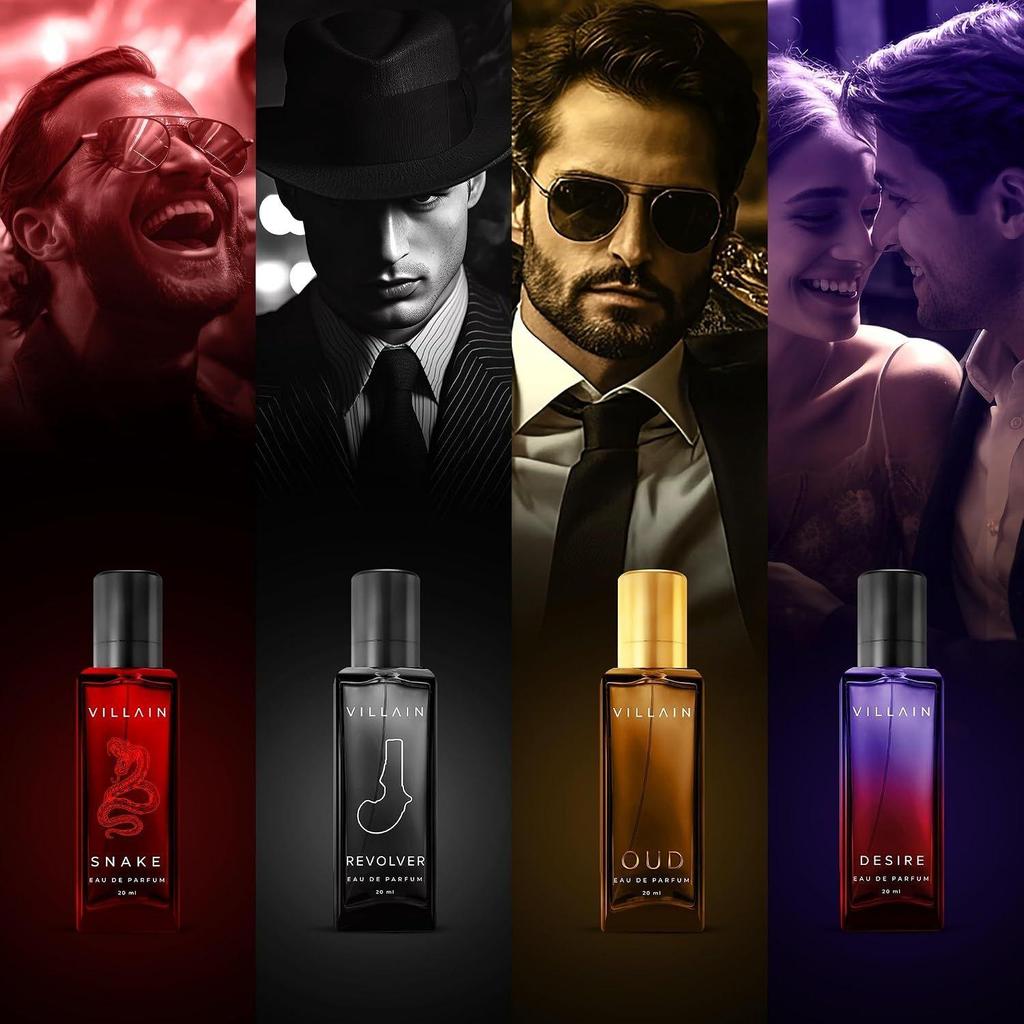 Villain The Alpha Collection Perfume For Man | Long Lasting Smell, 4 x 20ml