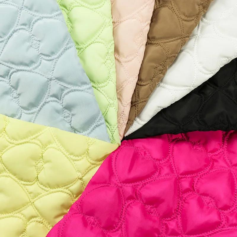 Embroidered Cotton Quilted Fabric Double Needle Three-dimensional Heart Embossed Love Material For Coat Luggage Bags Garment