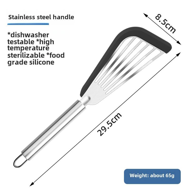 The kitchen anti-scalding frying spatula heat-resistant frying fish spatula all stainless steel spatula home outdoor cooking