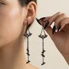 New Design Sweet Cool Black Bowknot Spider Dangle Earring for Women Gothic Spider Web Bat Long Tassel Earring Halloween Jewelry