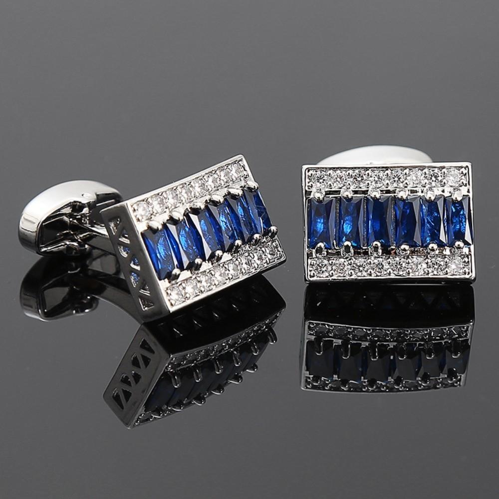 Zinc Zinc Alloy Cuff Links Shiny Sleeve Button Fashion Strip Zircon Tie Clip Men's Suit Accessory