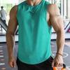 Men'S Summer Sports And Leisure Muscle Fitness Mesh Breathable Quick Drying Solid Color Sleeveless Vest For Men