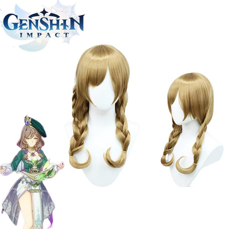 Peluca de Cosplay de Lisa Inspirada en Genshin Impact Trenza Doble