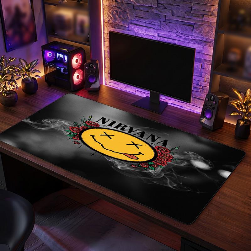 Nirvana Print Large Mouse Pad Smooth Surface Anti?Slip Desk Mat For Gaming Office Laptop Decoration