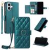 Applicable to iPhone16E multi-functional leather case 17Pro new rhombus small fragrant style card wallet diagonal span portable rope