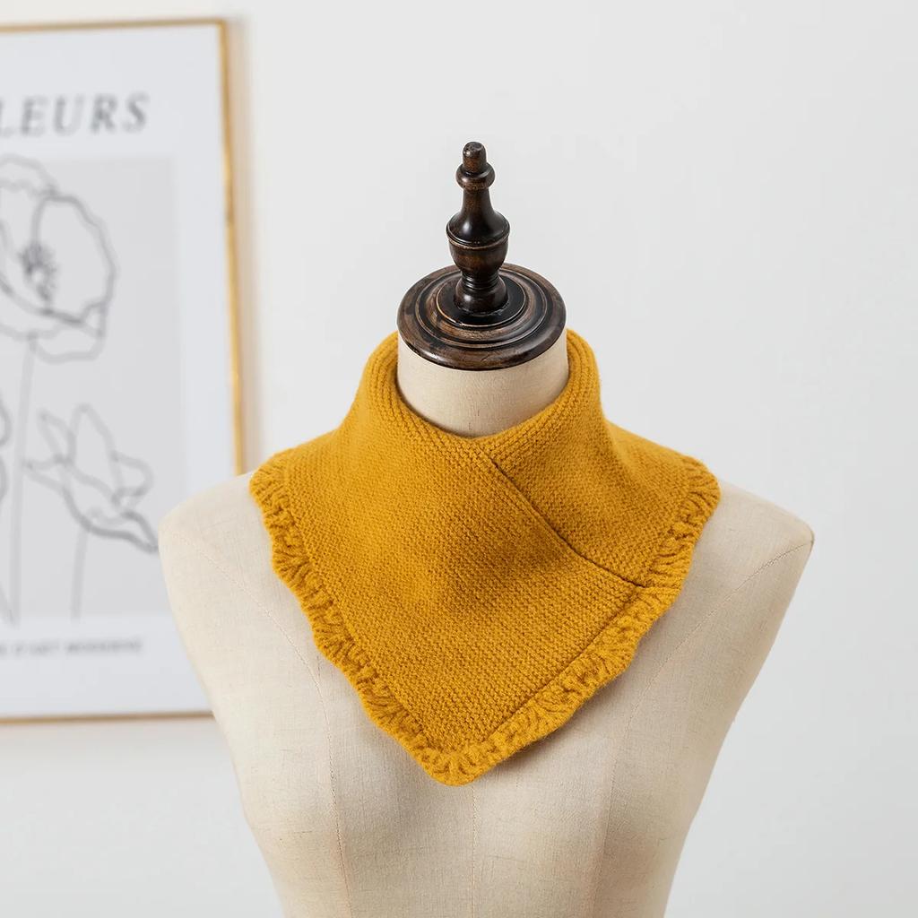 Thick Winter Warm Ring Scarf Women Solid Knitted Striped Collor Neckerchief Outdoor Ski Full Mask Woolen Yarn Bufanda Muffler