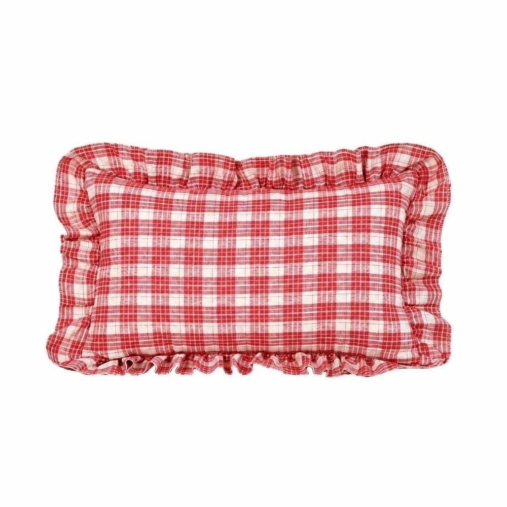 30x50cm Plaid Cushion Cover Square Shape Piping Pillowcase Ruffled Cushion Cover Living Room Decor