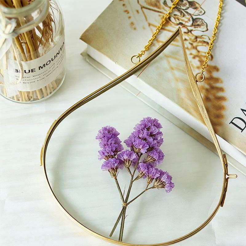 Drop-Shaped Dried Flower Photo Frame - Preserved Floral Decor for Home, Living Room, Weddings, and Parties