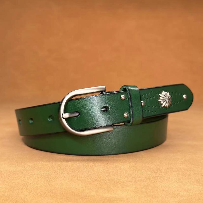 Rivet Women's Belt, First Layer Cowhide Fashion Casual Pin Buckle Belt, Genuine Leather Simple Belt