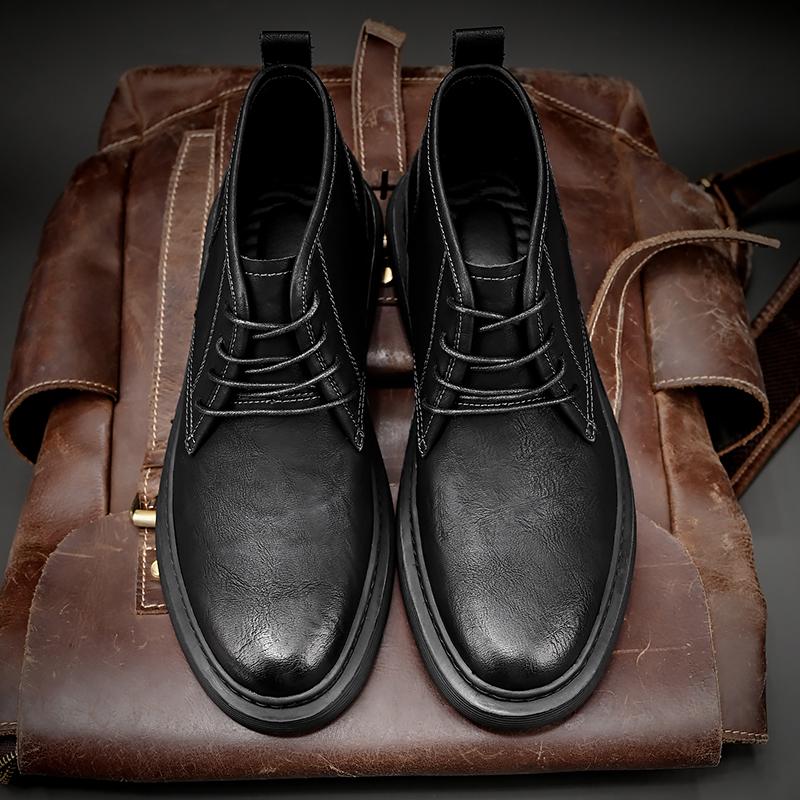 Fashion Italian Men Casual Leather Boots High Quality Outdoor Casual Lace-Up Dress Business Shoe Comfy Fashion Flat Designer Oxford Shoe