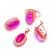 Rose Gold-Plated Purple Gold Oval Redstone Pendant Female Generous Foreign Style Color Gold Collarbone Chain