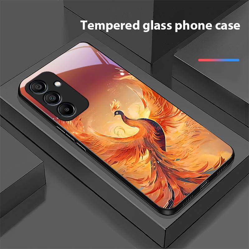 Feuerphönix Hohe Gangart Für Samsung Galaxy A15 5G 54 4G 51 50 24 35 90 71 12 51 53 52S 80 22 34 Schwarze Gehärtetes Glas Handyhülle